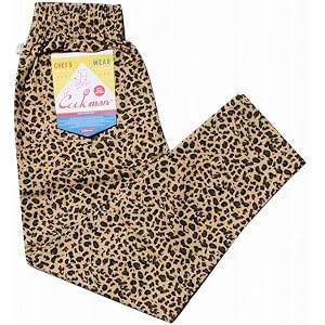COOKMAN Chef Pants - Leopard : Beige, Relaxed Fit Kitchen & Street Use, Adjustable Drawstring Waist :