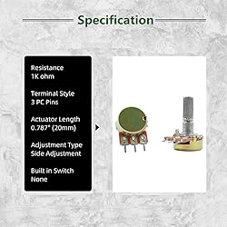 ELCOKITEX 8Pcs 1K Linear Taper Rotary Potentiometer