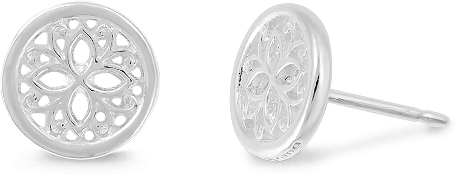 Boma Jewelry Sterling Silver Lotus Flower Stud Earrings