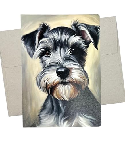 Carte D'anniversaire Vierge Miniature Schnauzer Batman - Thème Chien Chiot, Sous Cellophane