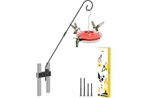 iBorn Fence Deck Hook Rail Heavy Duty Hummingbird Feeder Hanger 28 Inch Railing Hanging Hook for Bird Feeder, Suet Baskets, Planters, Wind Chimes, Solid Wire, 180 Degree Rotary, 1 Pack