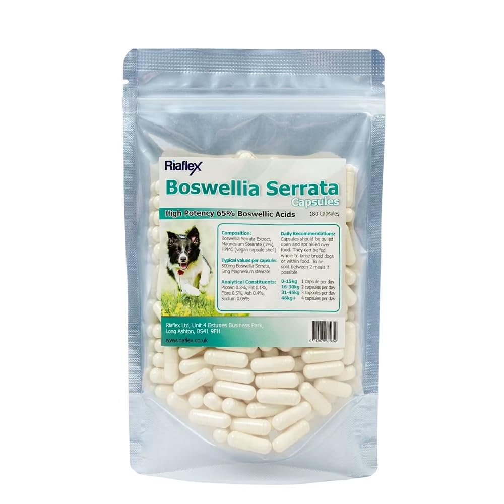 Riaflex Boswellia Serrata 65% | 180 Capsules | High Strength Joint Support Supplement For Dogs