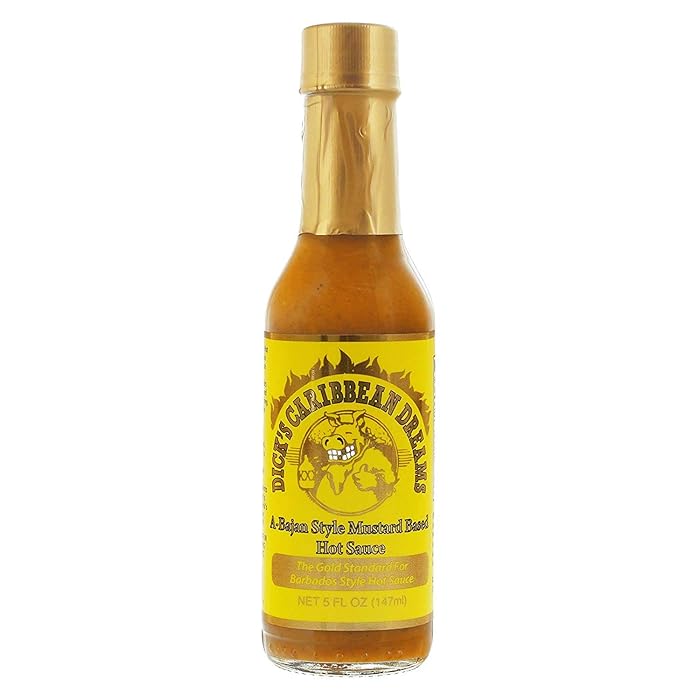 Dirty Dick's Hot Sauce - Caribbean Dreams A-Bajan Style Mustard Based Hot Sauce 5 Oz, white, XX-Large