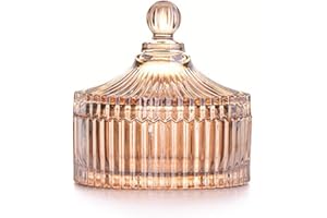 CHOOLD Luxury Colorful Tent Shaped Crystal Candy Jar with Lid,Clear Glass Apothecary Jar Wedding Candy Buffet Jar Food Jar (10oz/24oz) (Amber-S)
