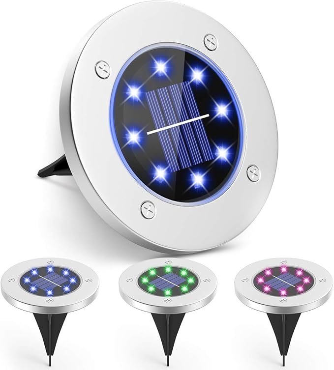 Amazon.com: Luces solares de tierra al aire libre, paquete de 4, 8