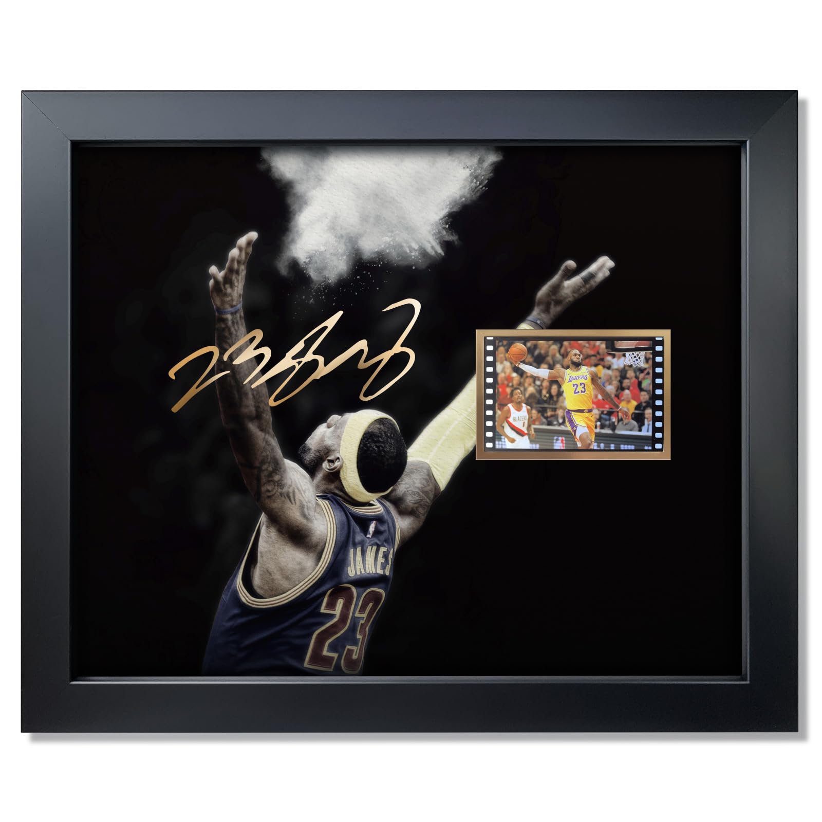 Photo 1 of sufenvera Framed LeBron James Basketball Photo with Signed 10x8 Inch,LeBron James of The Game Film Collection Display,Gifts for Lakers James Fans