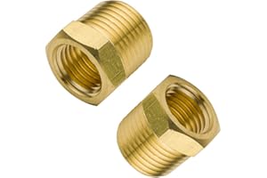 Legines Brass Pipe Fitting Hex Bushing 1/2" NPT Male to 3/8" NPT Female Adapter 1200psi (Pack of 2)