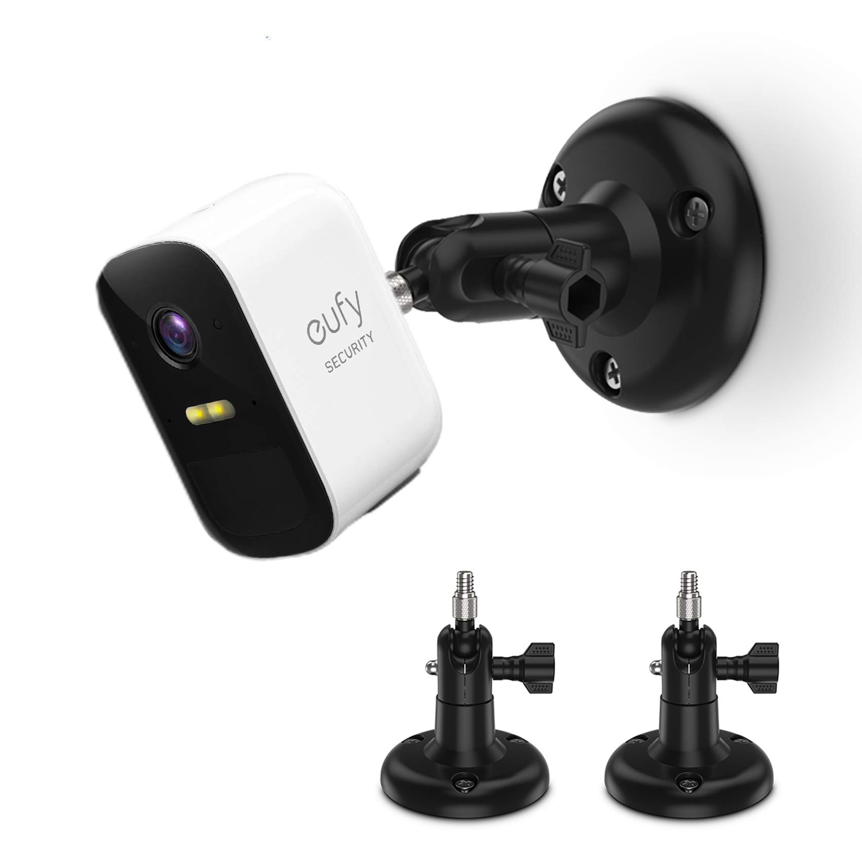 HOLACA Adjustable Wall Mount Holder Compatible With Eufycam 1/2/2C/2C Pro/3/3C/E/S3 Pro and Other Models, 1/4" Screw Mounts (2Pack Black)