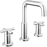 Delta Nicoli Chrome Bathroom Faucet 3 Hole, 8 Inch Widespread Bathroom Sink Faucet for Vanity, Push-Pop Drain Assembly, Chrome 35894LF