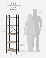 VASAGLE 5-Tier Bookshelf 30x39.6x154 cm Industrial Heather Greige Ink Black view 7