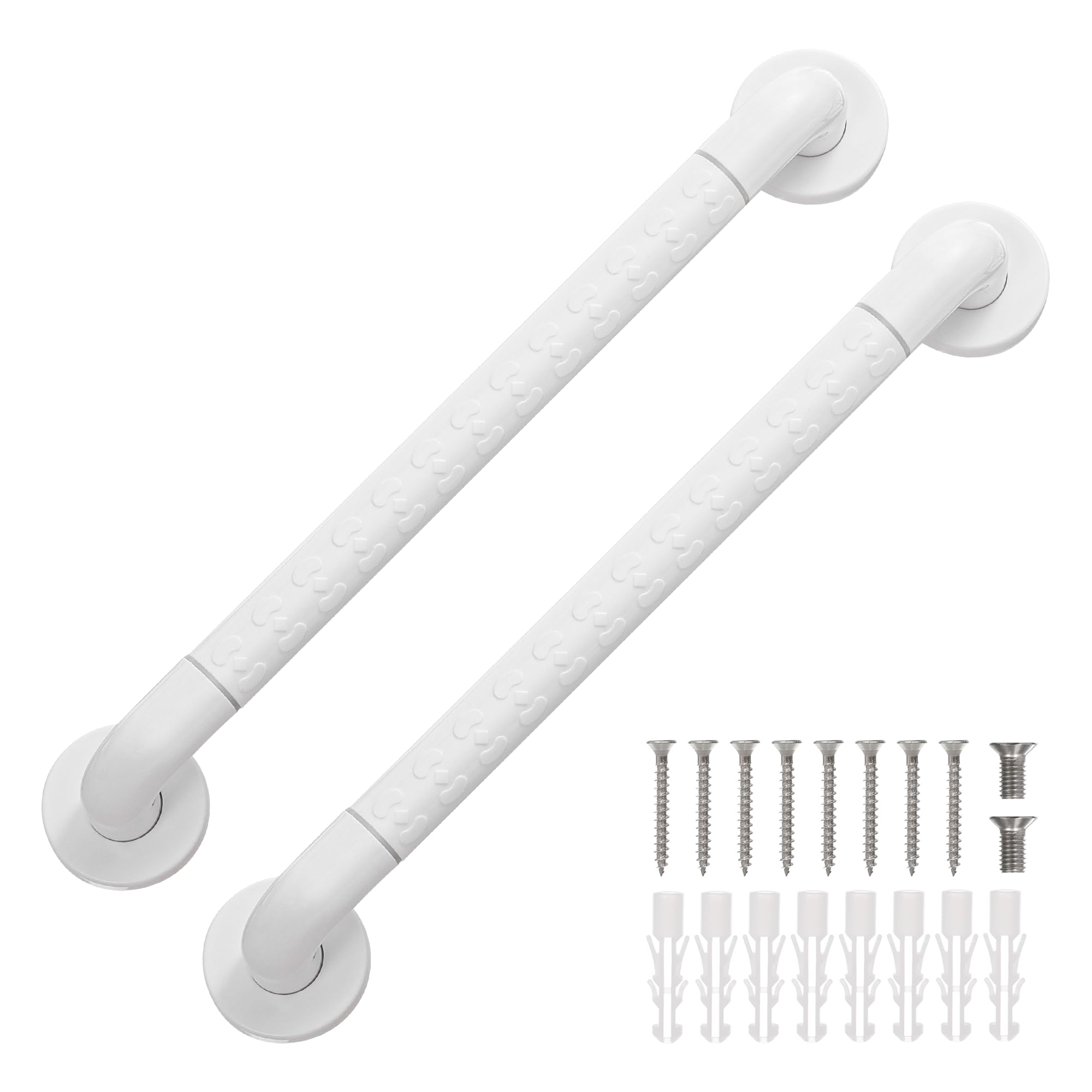 Fanwer 2 Pack Anti Bathroom Grab Rail,White Stainless Steel Shower Hand Rail,Safety Hand Rail Support for Elderly, Children and Disability （20 inch）