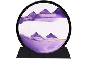 BGFJYUK MUNSCVUS Moving Sand Art Picture in Motion, Round Tempered Glass 3D Deep Sea Sandscapes with Display Flowing Sand Frame for Relaxing Desktop Home Office Work Décor for Kids Adults (Purple, 12inch)