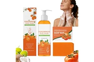 Persimmon Soap Persimmon Shower Set，Cleanser & Moisturizing Exfoliating Soap, Deodorant Shower Gel For Body Odor Control, Dee