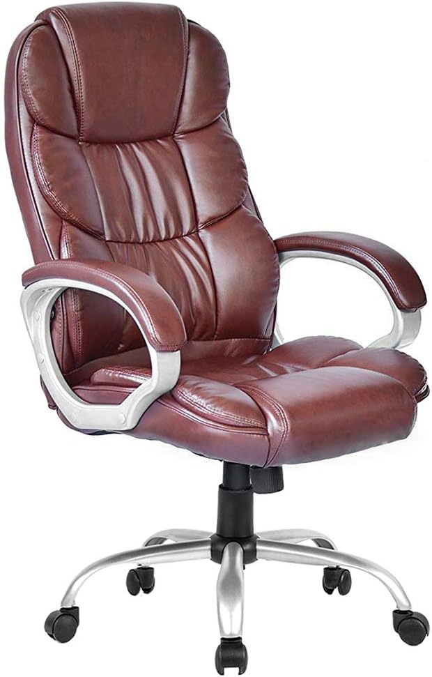 Ergonomic Office Chair Desk Chair Computer Chair with Lumbar Support Arms Executive Rolling Swivel PU Leather Task Chair for Women Adults, Black: Furniture & Decor