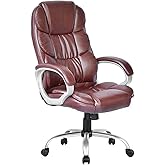Office Chair Desk Chair Computer Chair Ergonomic Task Rolling Swivel Adjustable Stool High Back Executive Chair with Lumbar Support for Women Men,Brown