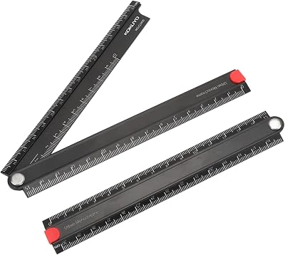 Akozon Metal Foldable Ruler 30cm 0-300mm 90° Aluminum Angle Ruler Black