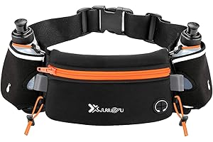 Number One Running Belt with Water Bottles (2x6 oz), Waterproof Hydration Belt for iPhones Adjustable Sports Waist Bag for Ma