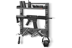 VEVOR Gun Rack Wall Mount, Heavy Duty Steel, Indoor Rifle Shotgun Rack with J-Hooks, Additional Tray Storage, Gun Accessories