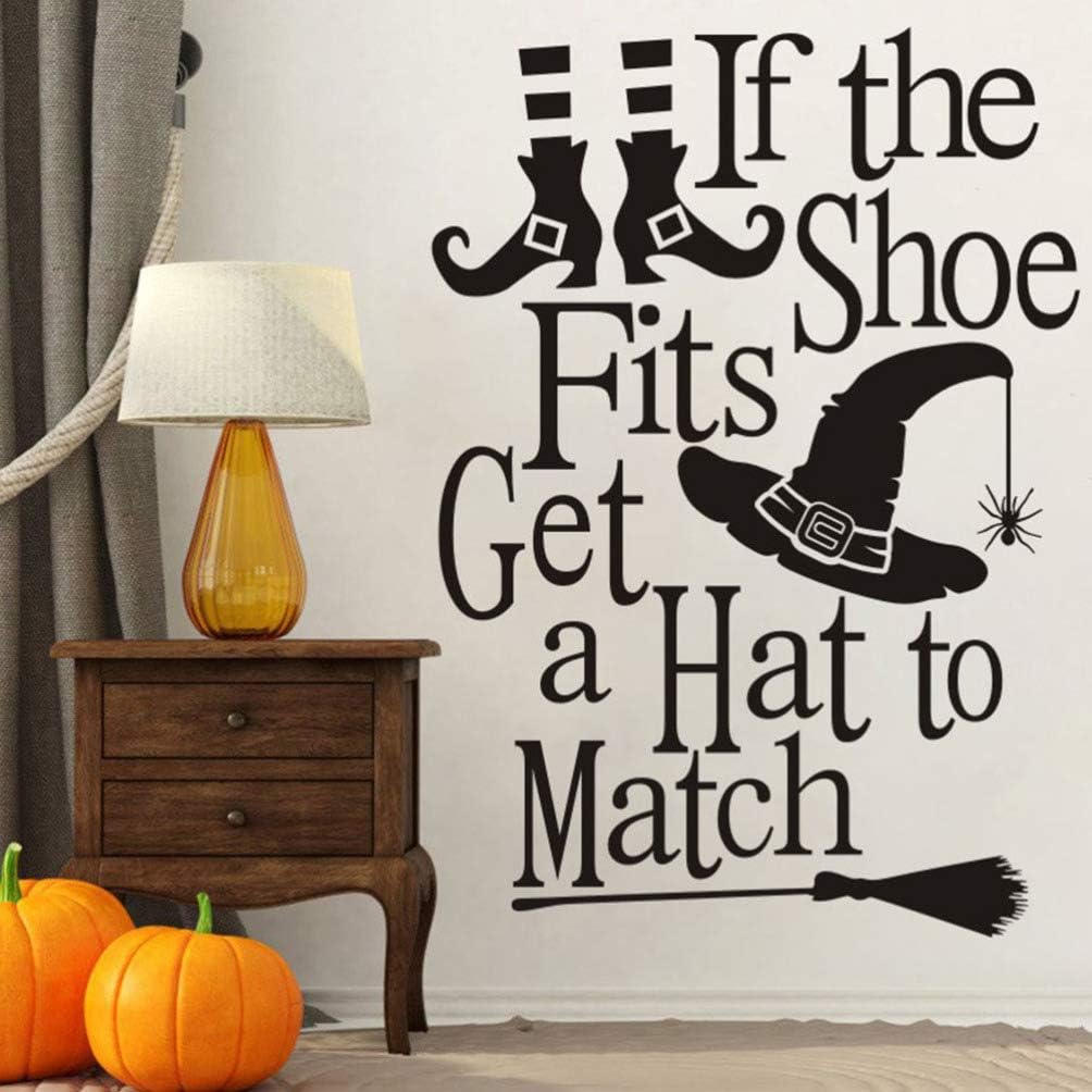 BESTOYARD Halloween Wall Sticker Witch Spider Letter Wall Decals PVC Decorative Window Sticker for Halloween Wall Window Decoration - - 