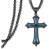 Zaruiqun Black Cross Necklace for Men 925 Sterling Silver Turquoise Cross Pendant Necklace Cross Jewelry Gifts for Men Women
