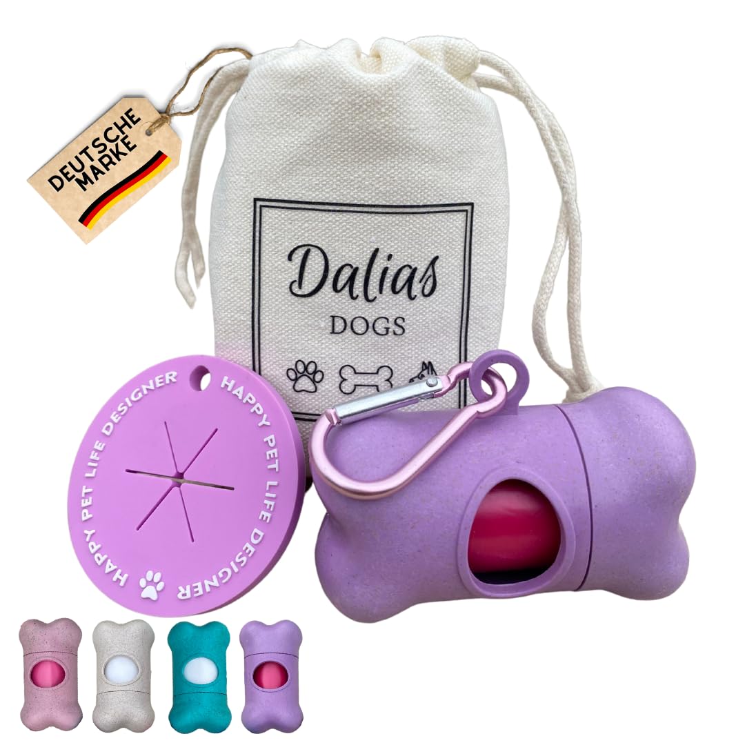 DALIAS DOGS 5 in 1 Wheatgrass Poop Bag Dispenser, Compostable Bags, Treat Bags & Holder