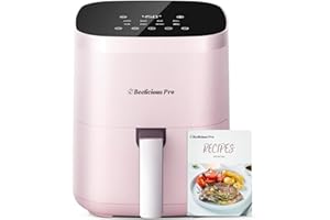BEELICIOUS PRO Air Fryer,Beelicious 8-in-1 Smart Compact 4QT Air Fryers,Shake Reminder,450°F Digital Airfryer with Flavor-Lock Tech,Tempered Glass Display,Dishwasher-Safe & Nonstick,Fit for 1-3 People,Pink