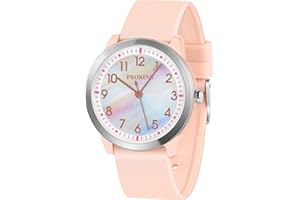 PROKING Kids Analog Watch for Girls Boys Children Teens,5-18 Years Old,Learning Time and Easy to Read,Minimalist Wrist Watch with Soft Band,5ATM Waterproof
