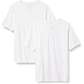 Amazon Essentials Men's Regular-Fit Short-Sleeve Cotton Henley T-Shirt, Pack of 2