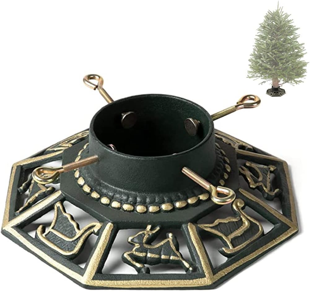 Tree Stands - Ventray Christmas Tree Stand with Water Reservoir,13.39x13.39x5.51 Inches,Classic Heavy Duty Universal Xmas Tree Artificial Trunks Stand Pine Tree Base Holder for Real Trees,Octagon