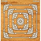 Craftreat Laser Cut Chipboard - Square Frames 6x6 | Embellishments for Art and Craft, Invitations, Home Decor, Card Making, DIY Projects, Mixed Media and Scrapbooking