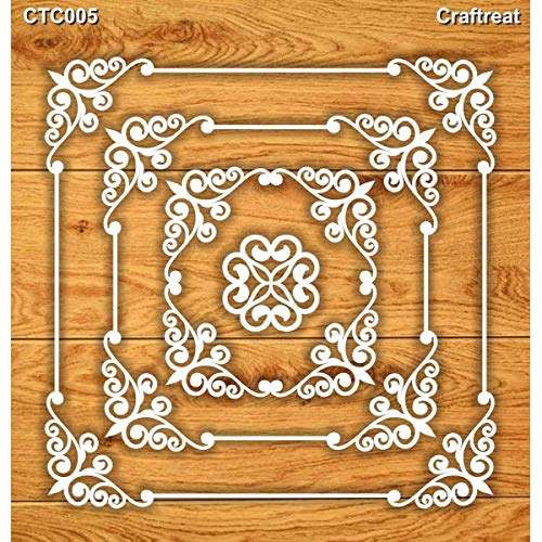 Craftreat Laser Cut Chipboard - Square Frames 6x6 | Embellishments for Art and Craft, Invitations, Home Decor, Card Making, DIY Projects, Mixed Media and Scrapbooking