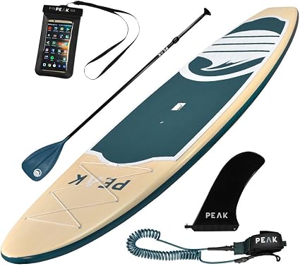 Peak Navigator Rigid Epoxy Stand Up Paddle Board & SUP Bundle Accessory Pack Rigid Board with Lightweight Foam Core 300 Pound Capacity, 10 5 Long x 32" Wide x 4.5 Thick
