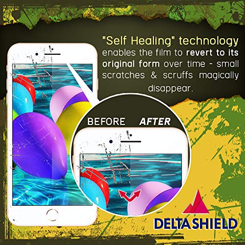DeltaShield Screen Protector for Apple iPhone 8 Plus (2-Pack)(Maximum Coverage) BodyArmor Anti-Bubble Military-Grade Clear TPU Film