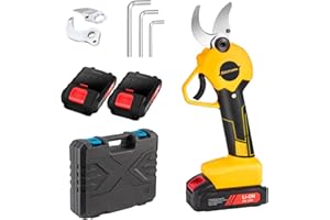 SCHTUMPA 21V Electric Pruning Shears, 40mm(1.6 Inch) Cutting Diameter Electric Pruners for Gardening Heavy Duty with Replacement Blade Set, 2 Batteries and Charger
