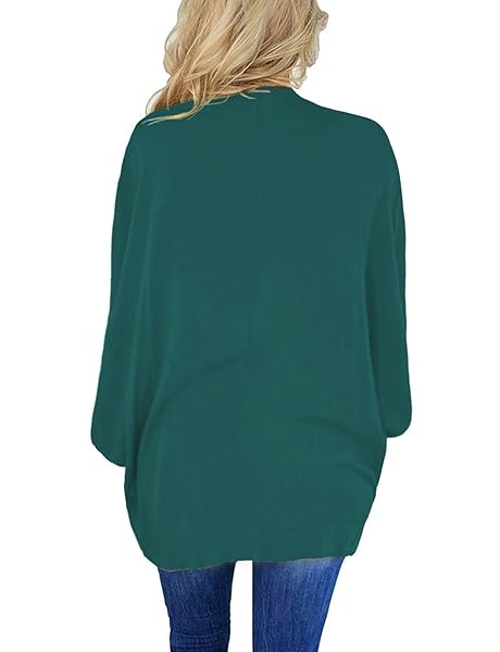 BB&KK KNIT CARDIGAN SWEATERS FOR WOMEN SOLID COLORS HALF SLEEVE OPEN FRONT COVER UPS GREEN MEDIUM