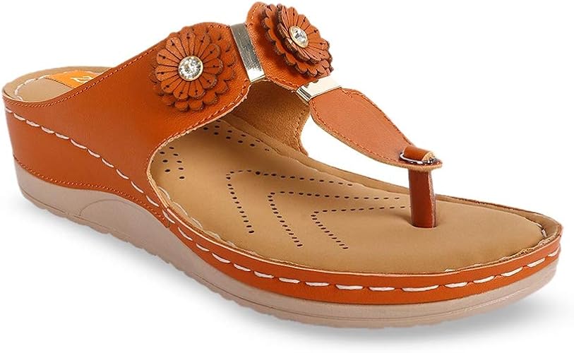 Amazon.com | Myshtezia Solid PU Embellished Comfort Heel Sandal for Women Tan | Heeled Sandals