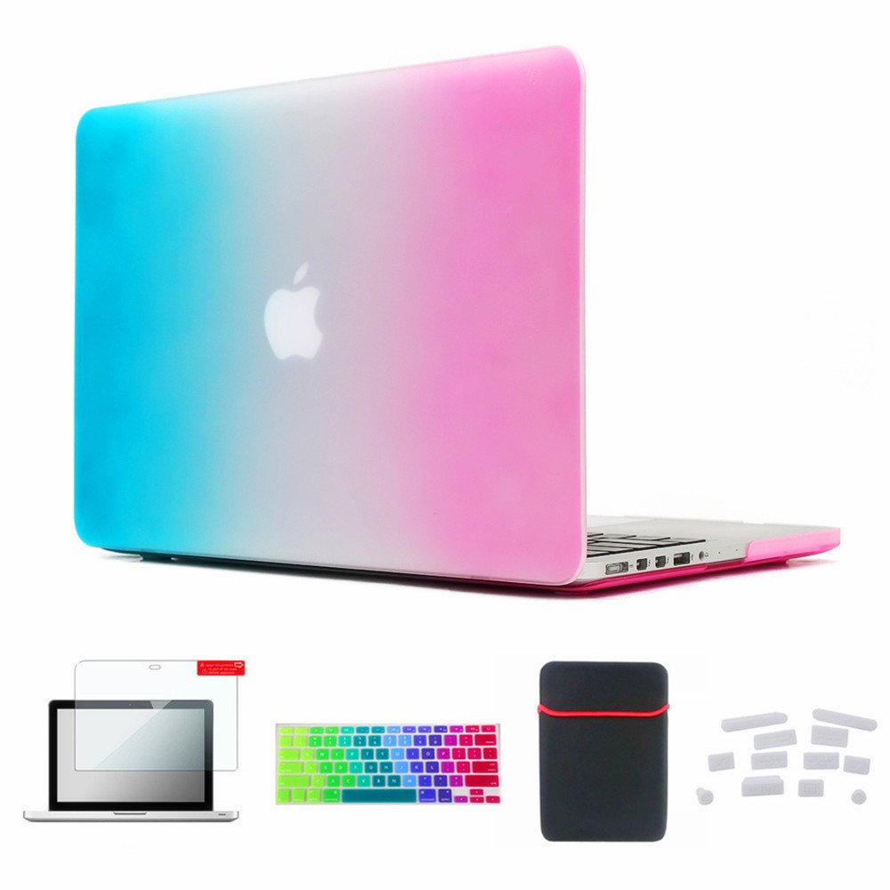Se7enline Compatible with MacBook Air 13 inch Case A1466/A1369/ 2010/2011/2012/2013/2014/2015/2016/2017 Hard Shell Case&Sleeve Bag&Keyboard Cover &Screen Protector&Dust Plug,Rainbow