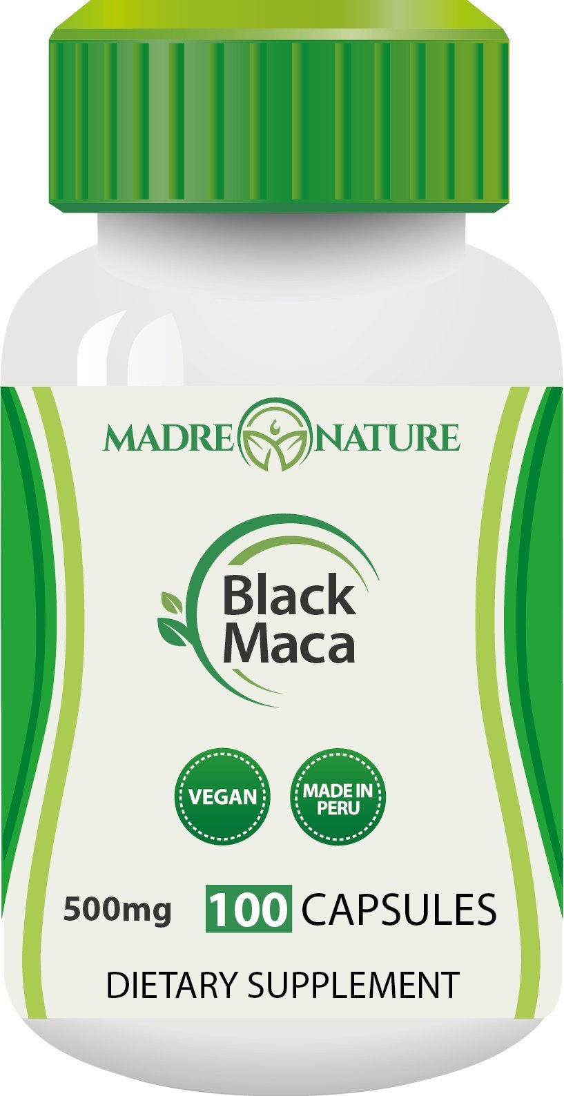 Madre Nature - Organic Gelatinized Black Maca Root Supplement from Peru - 500mg X 100 Capules (Vegan) - Peruvian Andes - Gluten-free