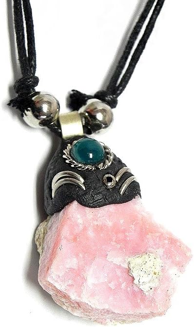 Mia Jewel ShopNatural Raw Rough Healing Gemstone Crystal Pendant Silver Metal Chrysocolla Adjustable Necklace - Womens Fashion Handmade Jewelry Boho Accessories