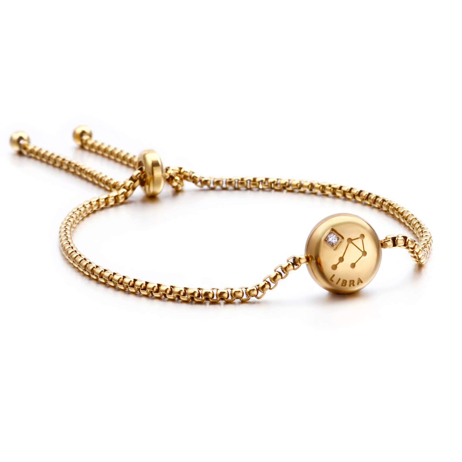 Qings Golden Constellation Bracelet Charm Zodiac Adjustable Bracelet Libra