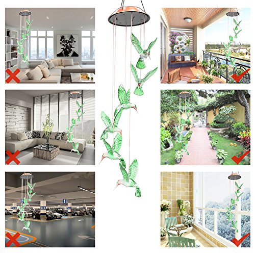 image for FC-Fancier Solar Wind Chimes, Color-Changing Solar LED, Mobile Wind Ch