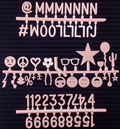 Pastel Coral Pink Color Plastic Letter Set for Felt Letter Board. 3/4" Letters, 222 Characters, Fun Symbols and Emoji’s (Coral Pink ONLY + Bag) - Thumbnail 4