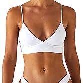 Women's Bikini Top Soild Color Push Up V Neck Bathing Suit Swimsuit Top