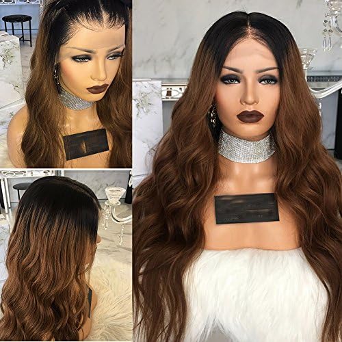 Carina Hair Full Lace Human Hair 8A Grade Wigs Ombre Brown 1B30 Color 130% And 150% Density Virgin Lace Front Wig with Baby Hair for Black Women by KRN (20inch, 130% density lace front wig)