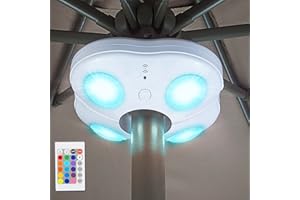 HONWELL Patio Umbrella Lights Outdoor Umbrella Pole Light Battery Operated Cordless 12 Color Changing Umbrella Light with Remote, Multi Colored LED Outside Lights for Deck Umbrella Camping Tents