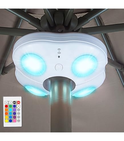 HONWELL Patio Umbrella Lights Outdoor Umbrella Pole Light Battery Operated Cordless 12 Color Changing Umbrella Light with Remote, Multi Colored LED Outside Lights for Deck Umbrella Camping Tents : Everything Else