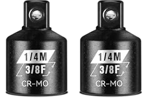 BLACKROBOT 2 Piece 3/8”F To 1/4”M Impact Socket Adapter Set,SAE Drive Cr-Mo Steel Exceeds ANSI Standards,Square Drive Reducer for Impact Driver Wrench