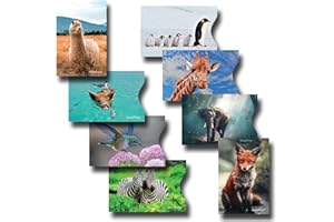 HOZYFROZY 8 RFID Blocking Sleeves, Credit Card Protector, Anti-Theft Credit Card Holder, for Men and Women, Elephant, Zebra, Fox, Giraffe, Hummingbird, Penguin, Alpaca and Piggy Prints