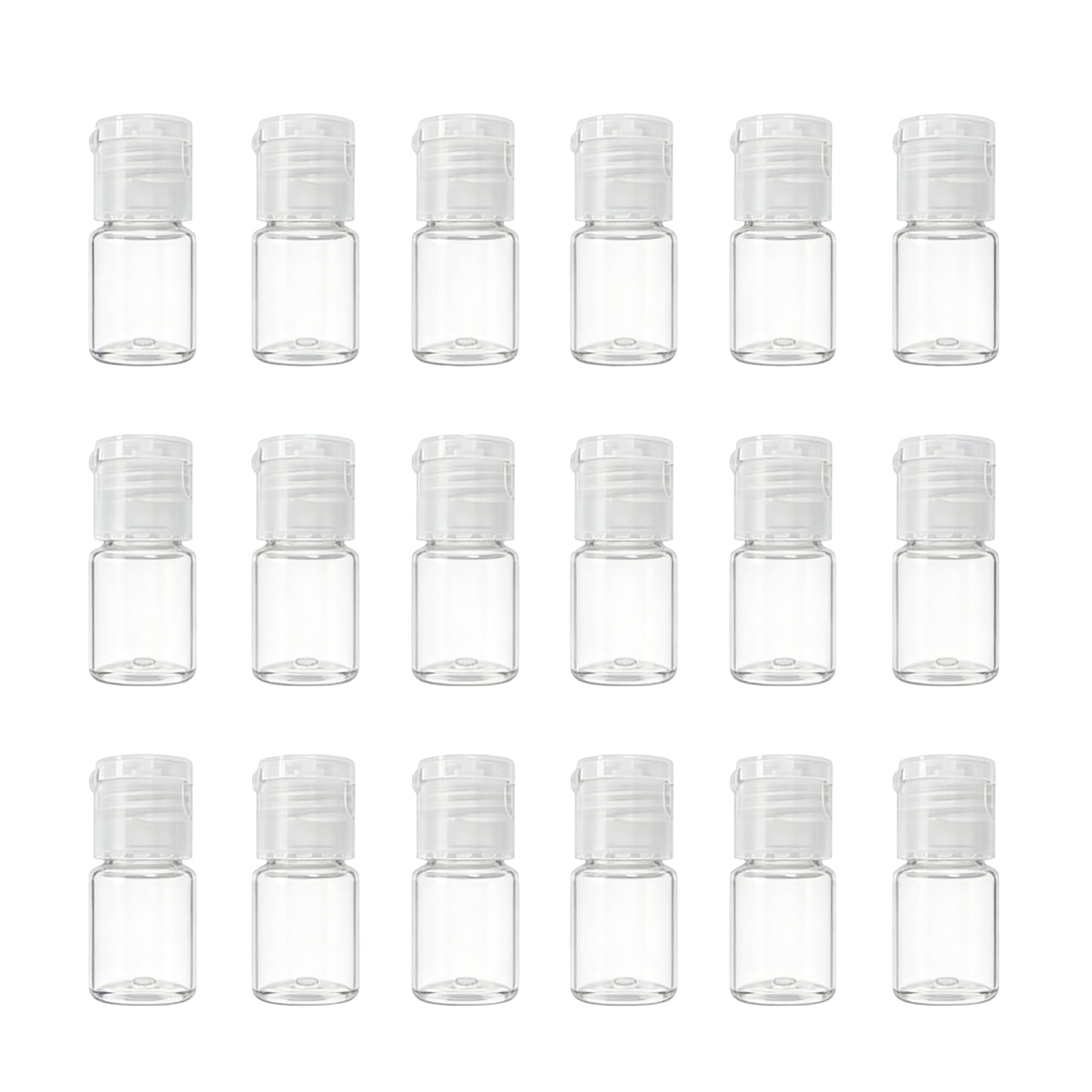 Upstore 24 Pcs 5ml Clear Plastic Empty Bottles Refillable Travel Containers with Flip Cap for Shampoo, Body Wash, Lotion, Cream, Toner, Essential Oil