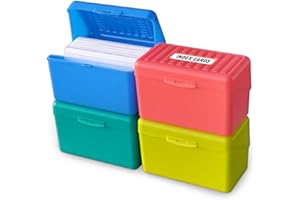 Olivo Index Card Holder Box 3x5 Flash Note Card Holder Storage File Box Organizer Case for 3"x5" Cards, 4 Colors Pack